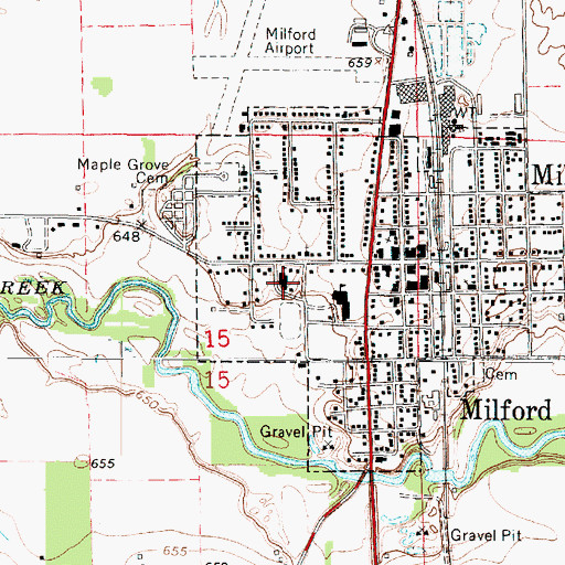 Topographic Map of Milford Grade School, IL