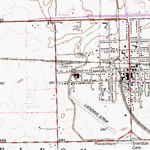 Topographic Map of Sheldon High School, IL