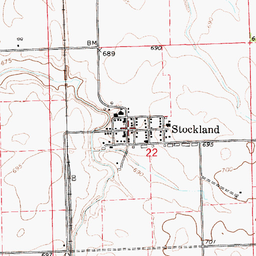 Topographic Map of Stockland Post Office, IL