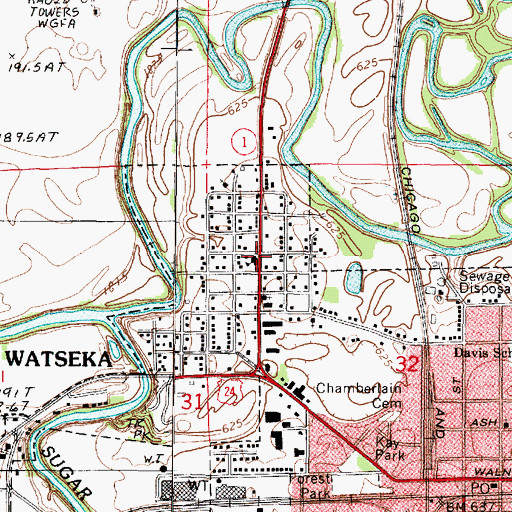 Topographic Map of West Side School, IL