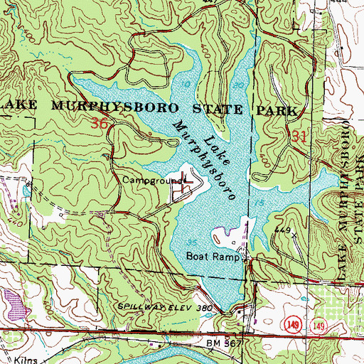 Topographic Map of Big Oak Campground, IL