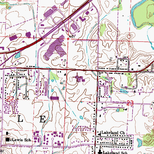 Topographic Map of Carbondale Community High School East Campus, IL