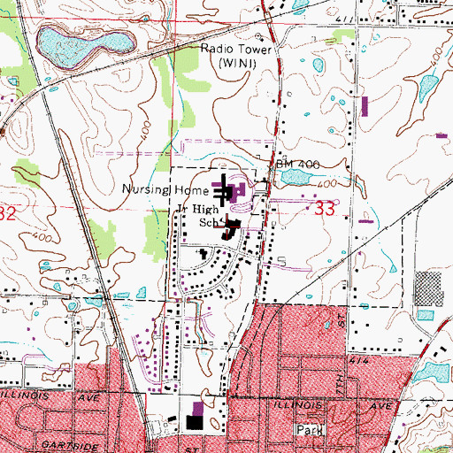 Topographic Map of Carruthers Elementary School, IL