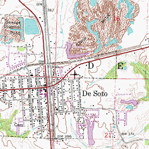 Topographic Map of De Soto Elementary School, IL