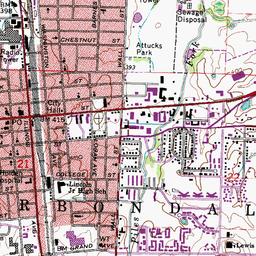 Topographic Map of Eastgate Shopping Center, IL