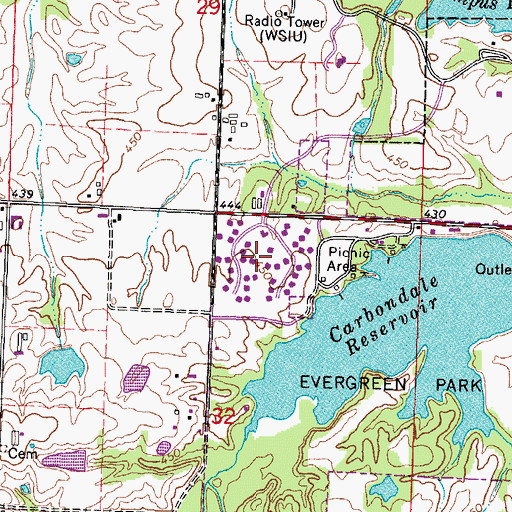Topographic Map of Evergreen Terrace, IL