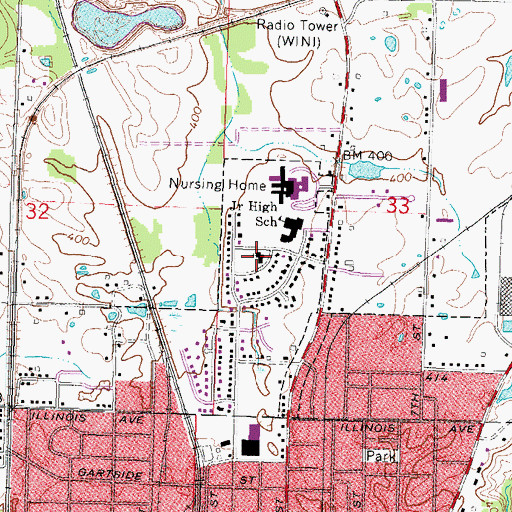 Topographic Map of First Presbyterian Church, IL
