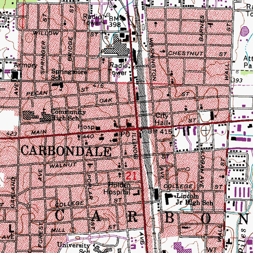 Topographic Map of First United Methodist Church, IL
