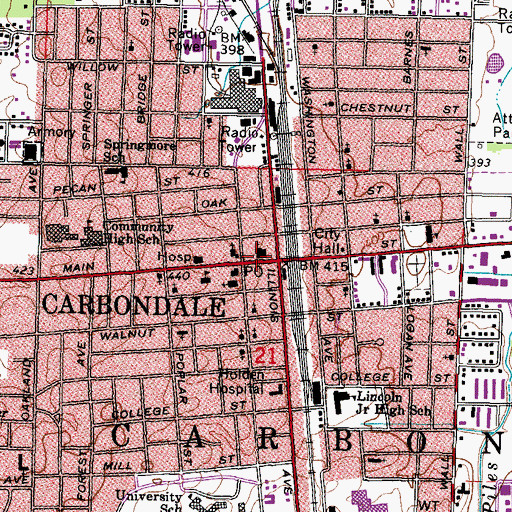 Topographic Map of First United Methodist Church, IL