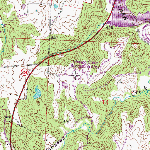 Topographic Map of Johnson Creek Recreation Area, IL