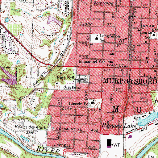 Topographic Map of Murphysboro Township High School (historical), IL