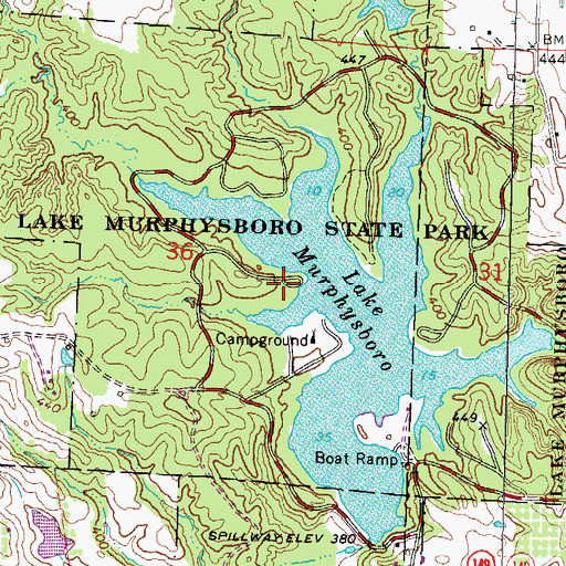 Topographic Map of Oak Point Picnic Area, IL