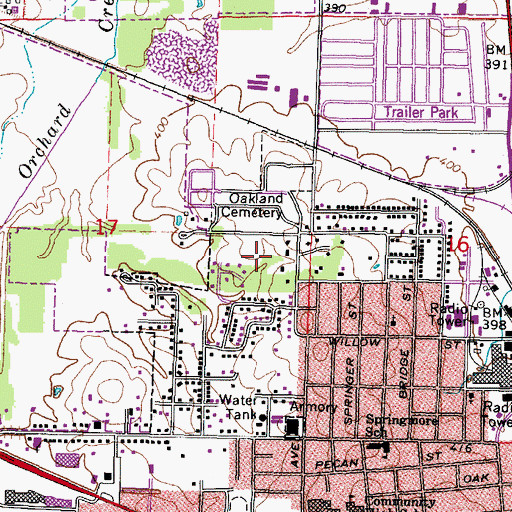 Topographic Map of Oakdale Park, IL