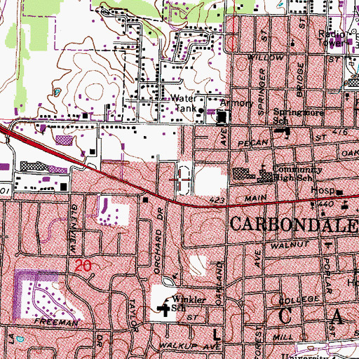 Topographic Map of Oakland Field, IL