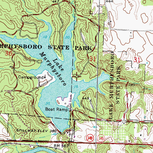 Topographic Map of Pine Circle Picnic Area, IL