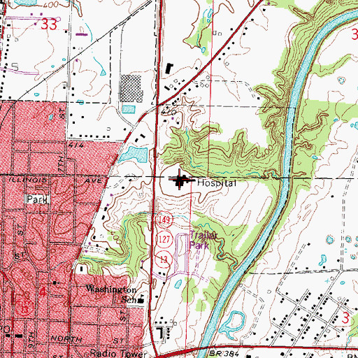 Topographic Map of Saint Joseph Memorial Hospital, IL