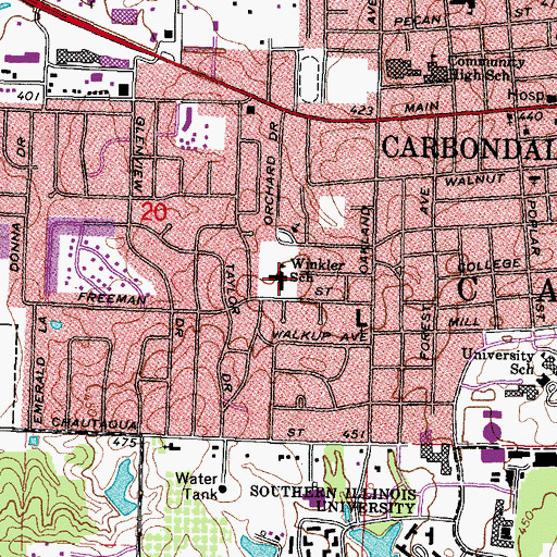 Topographic Map of Winkler Elementary School, IL