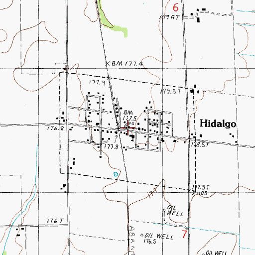 Topographic Map of Hidalgo Post Office, IL