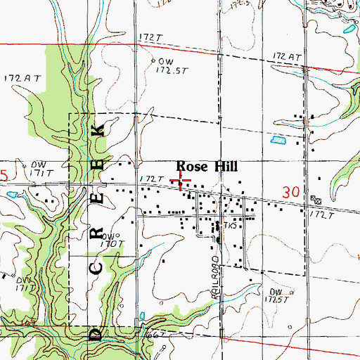 Topographic Map of Rose Hill Elementary School, IL