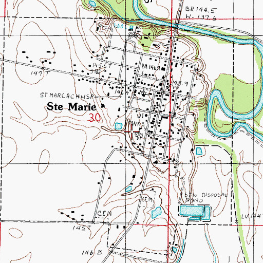 Topographic Map of Sainte Marie Elementary School, IL