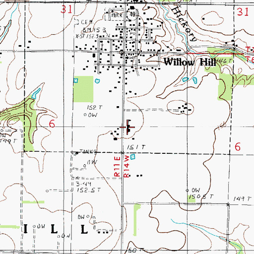 Topographic Map of Willow Hill Elementary School, IL