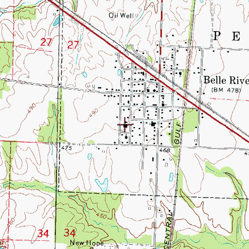 Topographic Map of Belle Rive Attendence Center, IL