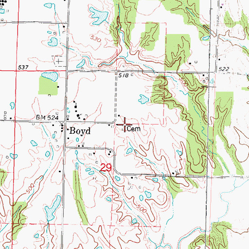 Topographic Map of Boyd Cemetery, IL