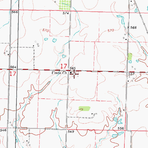 Topographic Map of Fouts Cemetery, IL