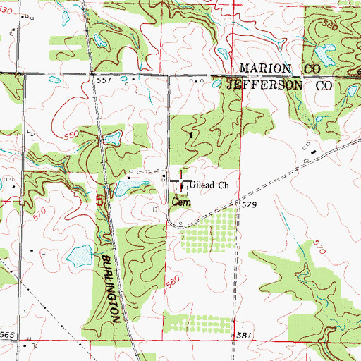 Topographic Map of Gilead Cemetery, IL