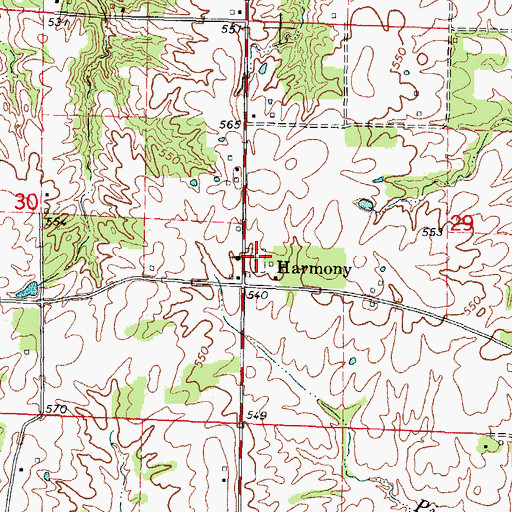 Topographic Map of Harmony Cemetery, IL