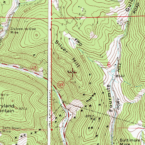 Topographic Map of Silver Hill, CO