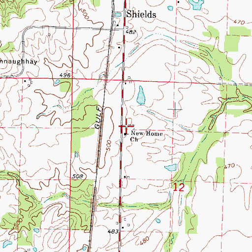 Topographic Map of Lowery Cemetery, IL