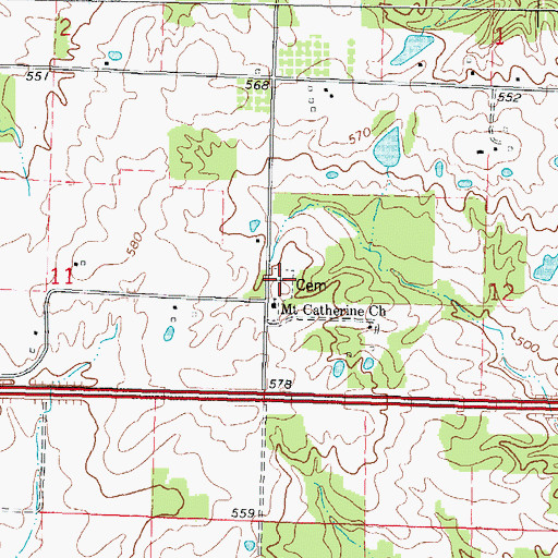 Topographic Map of Mount Catherine Cemetery, IL