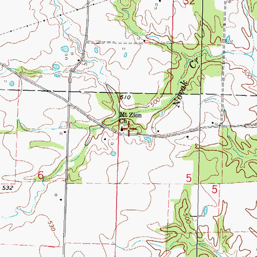 Topographic Map of Mount Zion Cemetery, IL