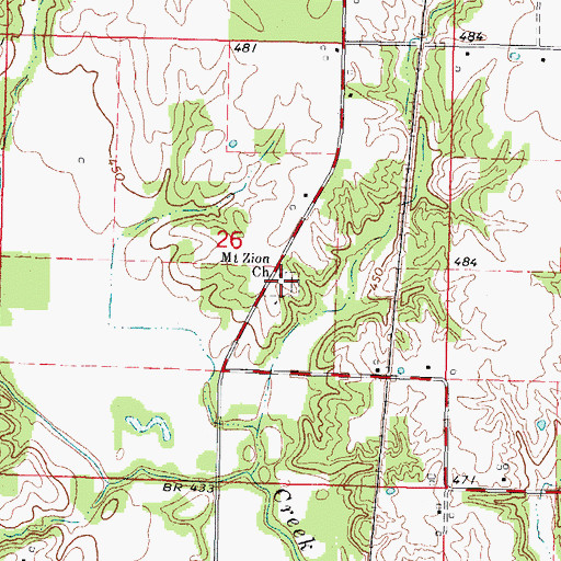 Topographic Map of Mount Zion Cemetery, IL