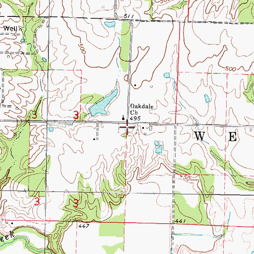 Topographic Map of Oak Dale Cemetery, IL