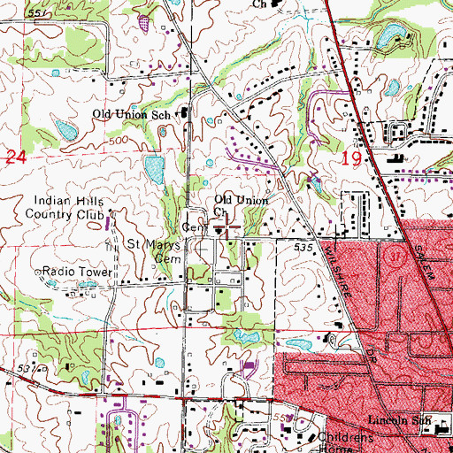 Topographic Map of Old Union Cemetery, IL