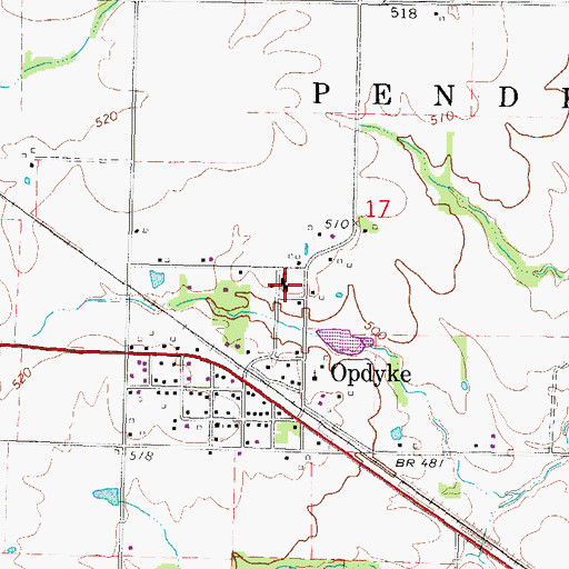 Topographic Map of Opdyke Attendance Center, IL