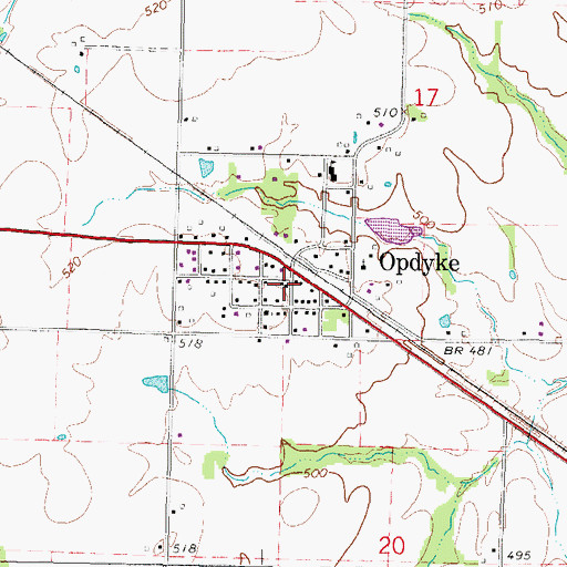 Topographic Map of Opdyke Post Office, IL