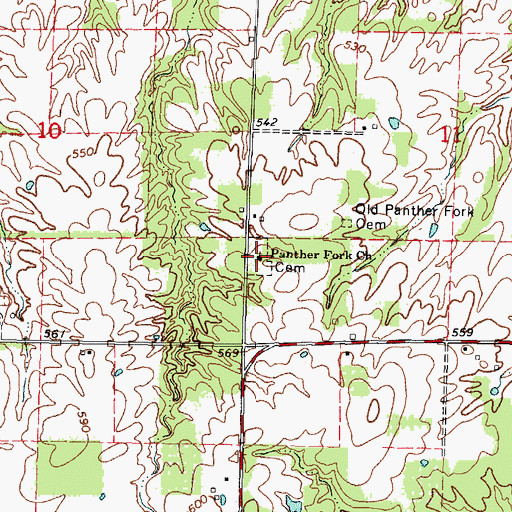 Topographic Map of Panther Fork Cemetery, IL