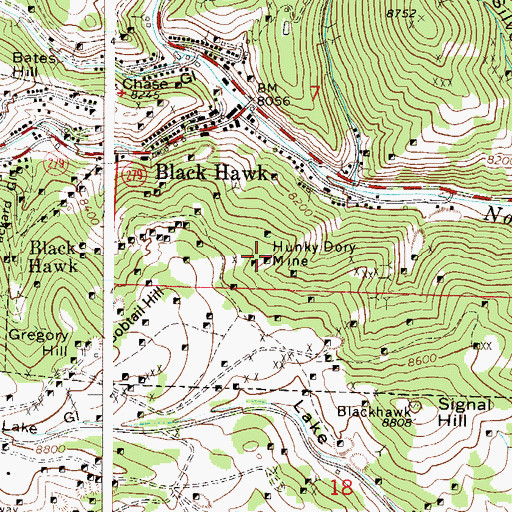 Topographic Map of Hunky Dory Mine, CO