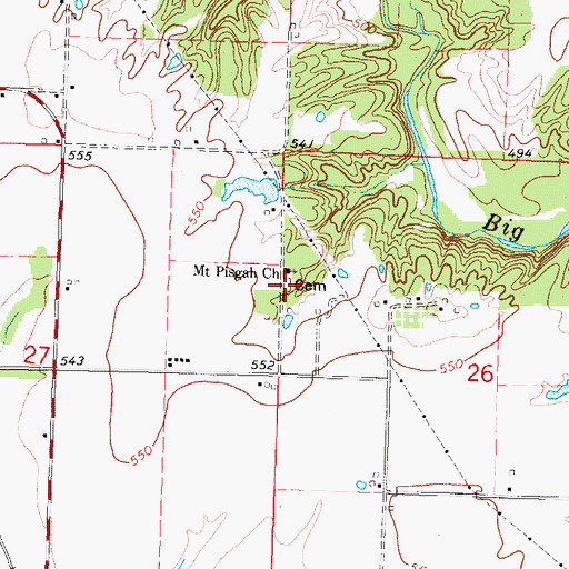 Topographic Map of Piskey Cemetery, IL