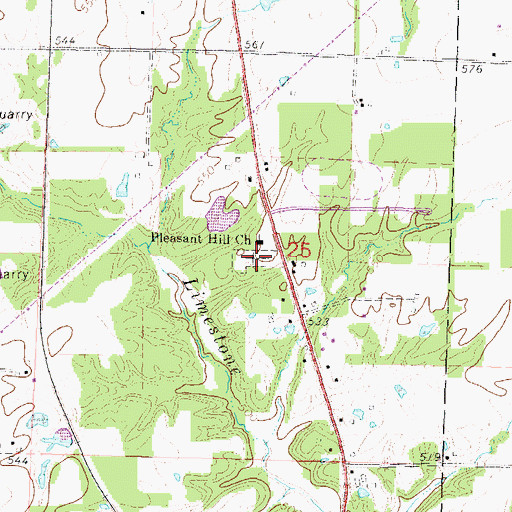 Topographic Map of Pleasant Hill Cemetery, IL