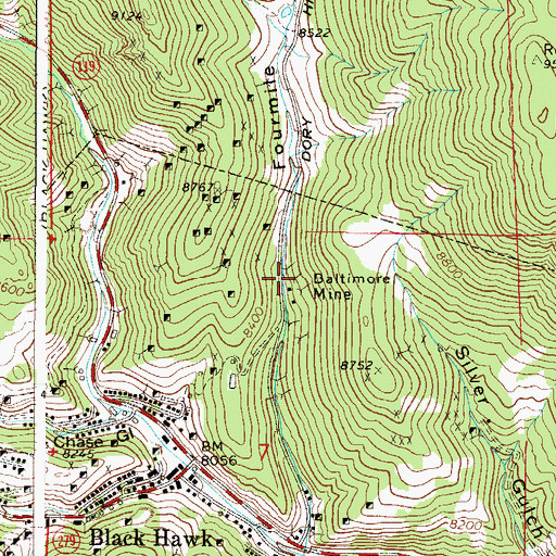 Topographic Map of Baltimore Mine, CO