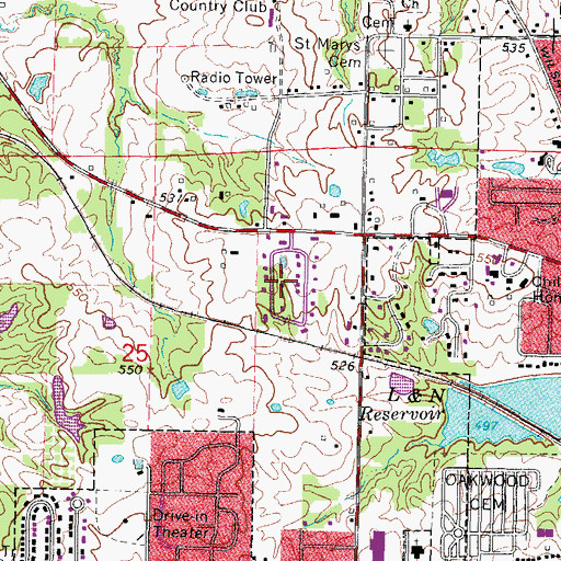 Topographic Map of Webster Hill Estates, IL