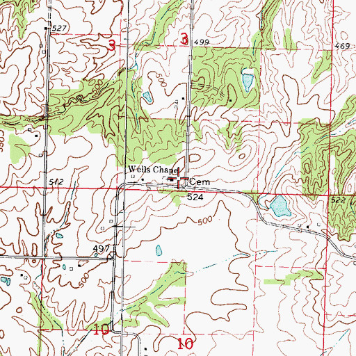 Topographic Map of Wells Chapel Cemetery, IL
