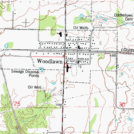 Topographic Map of Woodlawn Community High Shool, IL