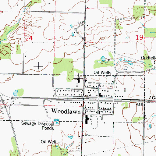 Topographic Map of Woodlawn School, IL