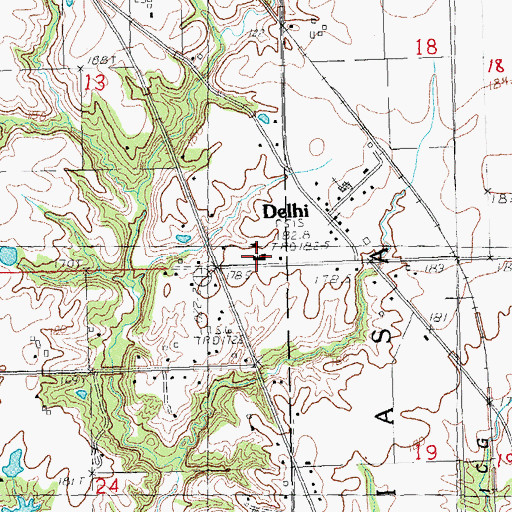 Topographic Map of Delhi Elementary School, IL
