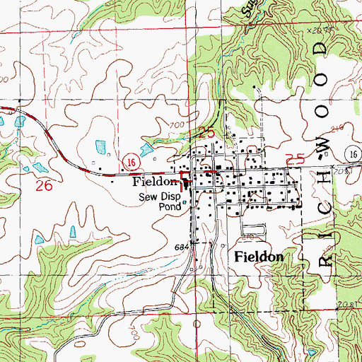 Topographic Map of Fieldon Elementary, IL